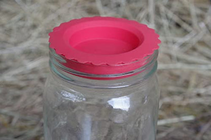 Masun Silicone mason jar lids Made to fit Wide and Regular Mouth mason jar 4 Pack (Red, Blue 4 Pack) - color: Red, Blue 4 Pack