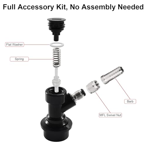 【2 Pairs】MRbrew Ball Lock Disconnect Set, Home Brew Ball Lock Keg Fittings with MFL Thread Swivel Nuts, Corny Keg Fittings with Stainless Steel 5/16'' Gas & 1/4'' Liquid Barbs & Extra 4 Hose Clamps - size: 2 pairs