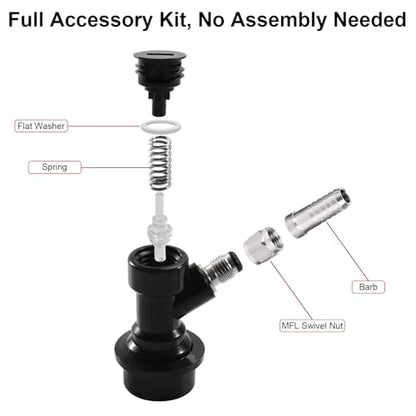 MRbrew 1 Pair Ball Lock Disconnect Set, Home Brew Ball Lock Corny Keg Fittings for Keg Posts Coupler, with Stainless Steel 5/16'' Gas & 1/4'' Liquid Barbs & Extra 2 Hose Clamps & MFL Swivel Nuts - size: 1 pair
