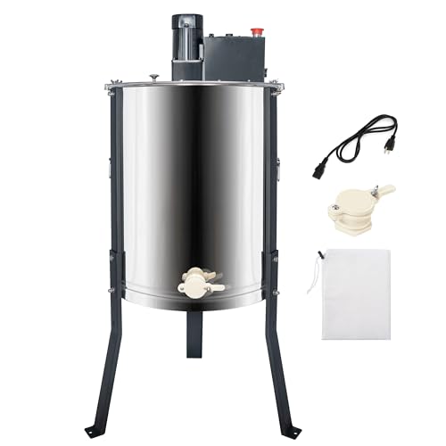 BeeCastle 4/12 Frame Electric Honey Extractor Stainless Steel Honeycomb Drum Spinner Extractor, Beekeeping Extraction Equipment (4 Deep Frames) - size: 4/12-Frame