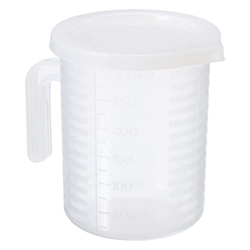 PATIKIL Graduated Beaker, 250ml PP Plastic Liquid Measuring Cup Double Sided Graduations with Handle Lid and Spout for Lab Kitchen Home - size: 250ml