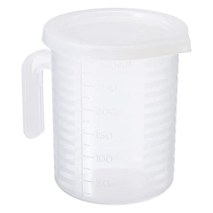 PATIKIL Graduated Beaker, 250ml PP Plastic Liquid Measuring Cup Double Sided Graduations with Handle Lid and Spout for Lab Kitchen Home - size: 250ml