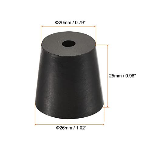 MECCANIXITY Rubber Tapered Plug 20mm to 26mm with Hole Test Tubes Bungs Stopper Black for Lab Home 5 Pieces - size: 20mm - 26mm