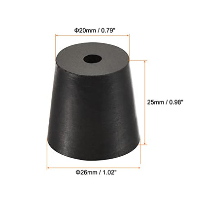 MECCANIXITY Rubber Tapered Plug 20mm to 26mm with Hole Test Tubes Bungs Stopper Black for Lab Home 5 Pieces - size: 20mm - 26mm