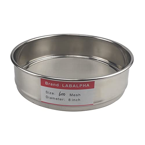 LABALPHA 600 Mesh Lab Sieves, #600 Mesh Test Sieve, 8'' Diameter, 304 Stainless Steel Wire Cloth (0.026mm) - size: 600 mesh (0.026mm)
