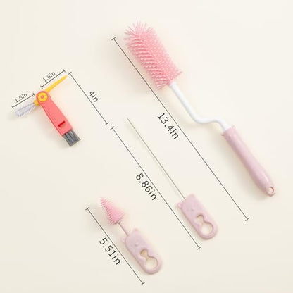 Silicone Bottle Cleaner Brush,13.4in Long Handle Water Cup Bottles Cleaner | with a Tiny Cup Lid Gap Cleaning Brush, Cleaning for Baby Bottles, Stanley Mug, Sports Bottle, Glass Vase, x Blue - style: Spining, Blue