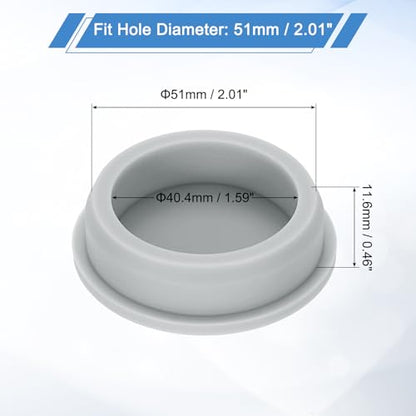 uxcell Silicone Rubber Plug, High Temp Round Hole Plug Waterproof Rubber Stopper Pipe End Caps Fit 51mm/2.01" for Bathtub Bottle Sealing, Grey - size: 51mm/2.01"