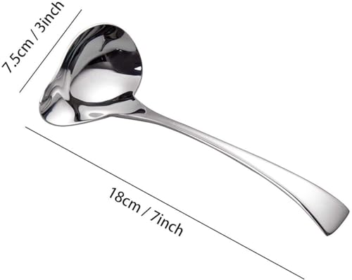 IMEEA 2-Piece Small Ladle Set, 7" Drizzle Spoon with Pour Spout 7.6" Serving Ladle, 18/10 Stainless Steel for Gravy, Sauces & Dressing - size: 1 x Soup Spoon + 1 x Drizzle Spoon