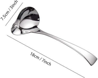 IMEEA 2-Piece Small Ladle Set, 7" Drizzle Spoon with Pour Spout 7.6" Serving Ladle, 18/10 Stainless Steel for Gravy, Sauces & Dressing - size: 1 x Soup Spoon + 1 x Drizzle Spoon