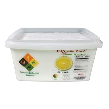 Essential Depot Citric Acid - 8 lbs - Anhydrous - Food Grade - Safety Sealed Wide Mouthed PP Container with Resealable Cap and Reattachable Handle