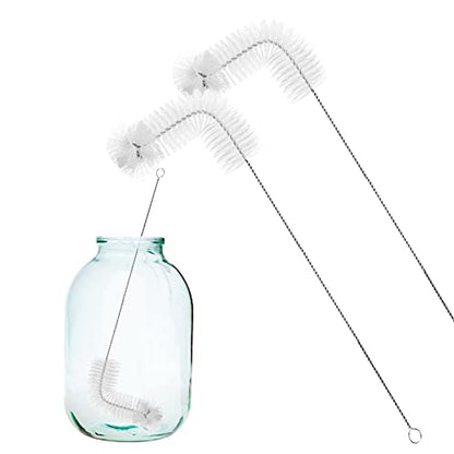 Honeydak 2-Pack 30 Inch Carboy Brush, Nylon & Steel, L-Shape, Clear, 76cm, Wine Making & Beer Brewing, Glass Carboy Cleaning Brush