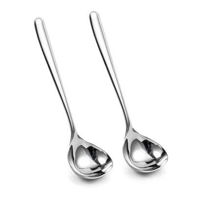 IMEEA 8-Inch Gravy Ladle SUS304 Stainless Steel Serving Ladle, Set of 2 - size: 2-Piece (Silver)