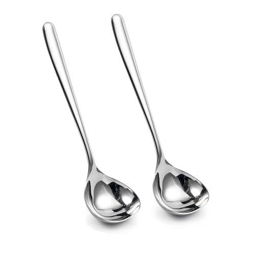 IMEEA 8-Inch Gravy Ladle SUS304 Stainless Steel Serving Ladle, Set of 2 - size: 2-Piece (Silver)