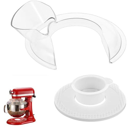 Pouring Shield and Mixer Bowl Cover Compatible with Kitchenaid 6-7QT Bowl-Lift Stand Mixers Accessories and Attachments, Splatter Guard for Stainless Steel Mixer Bowl to Prevent Spilling - size: For 6-7QT Mixer