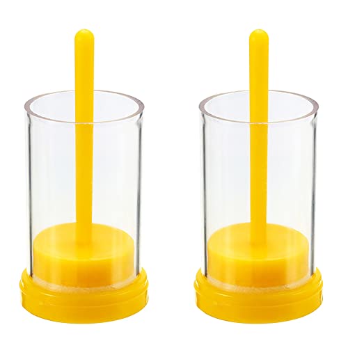 2 Pieces Queen Catcher Queen Bee Marker Queen Bee Catcher Queen Bee Cage Bee Queen Marking Catcher Queen Bee Marking Cage Bottle Tube Beekeeper Tool Accessory, Yellow