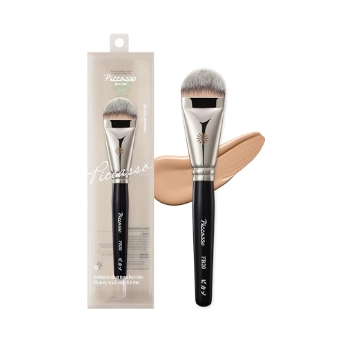 Piccasso FB20 Foundation Brush – Flat Makeup Brush for Liquid & Cream Foundation, Soft Synthetic Bristles for Seamless and High-Coverage Face Makeup, Professional Korean Beauty Tool for Daily Use - color: Thick Flat