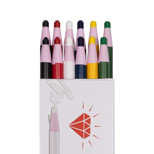 HOMSSEM New China Markers Grease Pencils – 12-Pack Multi-Surface Wax Markers for Glass, Metal, Plastic – Non-Sharpening Peel Off China Marker (Mix 12p) - color: Mix 12p