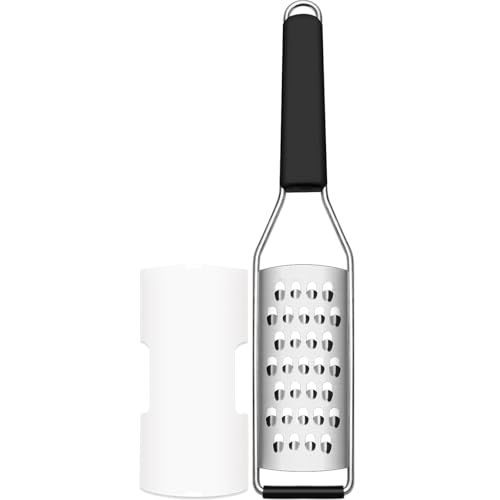 Cambom Cheese Grater Vegetable Shredder & Citrus Zester Lemon Zester for Parmesan Cheese, Vegetables, Zucchini, Nutmeg, Chocolate, Lemons, Hand Held Shredder Graters Stainless Steel Extra Coarse Blade - color: Black, size: Set of 1, style: Extra Coarse Bl