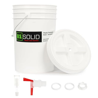 U.S. Solid 6.5 Gallon Fermenter Bucket with Airlock & Spigot | Food-Grade Plastic, BPA-Free | Primary Fermentation Vessel for Beer, Wine, Pickles | Screw-Top Lid - size: 6.5 gallon(1-PACK, Screw Cap)
