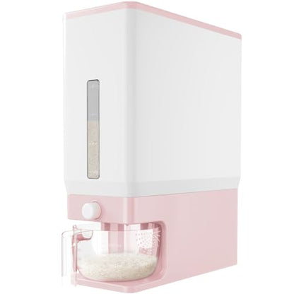 Lifewit Rice Dispenser 25 Lbs(11.3kg), Rice Storage Container Sealed Moisture Proof with Measuring Cup for Kitchen Pantry Household, BPA-Free, 1 Pack Pink - color: Pink