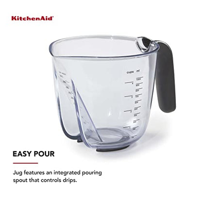 KitchenAid Universal Easy View Angled Measuring Cup, Large, Clear with Black Handle - color: Black, size: Large, style: Angled