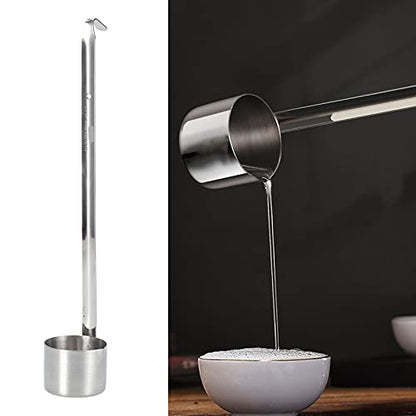 Stainless Steel Wine Spoon Dipper, Long Handle Pouring Spoon with Hook and Measure, 25ML to 500ML - size: 125ML