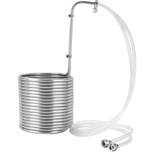 BACOENG 1/2" x 50Ft 304 Wort Chiller, Immerson Chiller, Stainless Steel Tubing Coil for Ice Bath Beer Brewing Tubing Coil, Water Cooler Equipment - size: 1/2" x 50Ft w/ Hose
