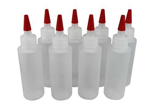 Pinnacle Mercantile Small Squeeze Bottles 4 Oz Squeeze Bottle Set, Mini Squeeze Bottles With Long Red Tip, LDPE Food Grade Plastic Dispensing Pack of 8