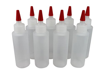 Pinnacle Mercantile Small Squeeze Bottles 4 Oz Squeeze Bottle Set, Mini Squeeze Bottles With Long Red Tip, LDPE Food Grade Plastic Dispensing Pack of 8