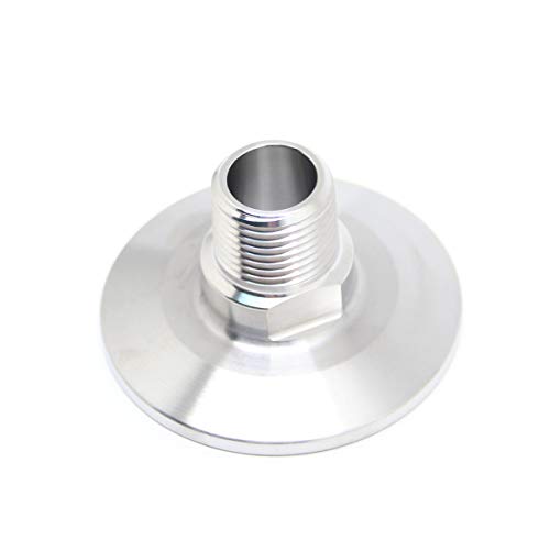 QiiMii 1.5 Inch Tri Clamp Tri Clover Fittings to NPT 3/8" Male Thread Adaptor, Stainless Steel 304 - size: TC 50.5 x 3/8"
