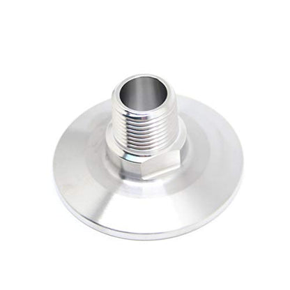 QiiMii 1.5 Inch Tri Clamp Tri Clover Fittings to NPT 3/8" Male Thread Adaptor, Stainless Steel 304 - size: TC 50.5 x 3/8"