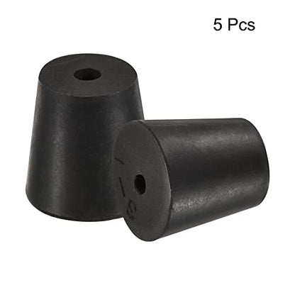 MECCANIXITY Rubber Tapered Plug 18mm to 24mm with Hole Test Tubes Bungs Stopper Black for Lab Home 5 Pieces - size: 18mm - 24mm