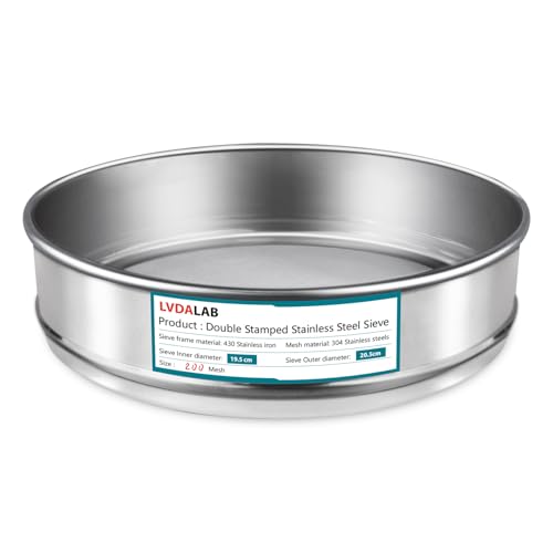 304 Stainless Steel Mesh Lab Sieve, 200 Mesh (0.075mm) Aperture Test Sieve, 7.9Inch(20cm) Diameter Economy Standard Analysis Sample Test Sieves for Industrial Laboratory Homes - size: 200Mesh(0.075mm)/Ф7.9in