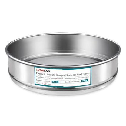 304 Stainless Steel Mesh Lab Sieve, 200 Mesh (0.075mm) Aperture Test Sieve, 7.9Inch(20cm) Diameter Economy Standard Analysis Sample Test Sieves for Industrial Laboratory Homes - size: 200Mesh(0.075mm)/Ф7.9in