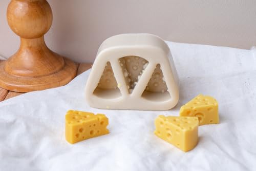 Mini Triangle Cheese Silicone Mold – 3-Cavity Cute Craft Tray for Soap, Wax, Plaster & Candle Making – Small Swiss Cheese Shape Mold for DIY Crafts - size: Cheese (Mini 3-Cavity)