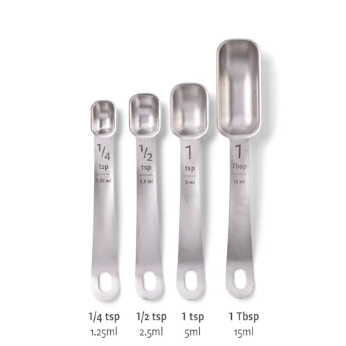 Full Circle Level Up Precision Stainless Steel Measuring Spoons, 4-Piece Set - 1/4 tsp, 1/2 tsp, 1 tsp, and 1 Tbsp - Perfect for Spice Jars - Dishwasher Safe - style: Measuring Spoons 4pc