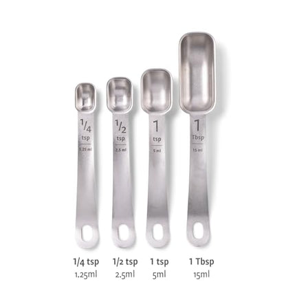 Full Circle Level Up Precision Stainless Steel Measuring Spoons, 4-Piece Set - 1/4 tsp, 1/2 tsp, 1 tsp, and 1 Tbsp - Perfect for Spice Jars - Dishwasher Safe - style: Measuring Spoons 4pc