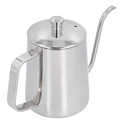 304 Stainless Steel Coffee Kettle, 600ml Gooseneck Pour Over Coffee Pot with Ergonomic Handle and Thermometer Hole, for Home Kitchen Brewing
