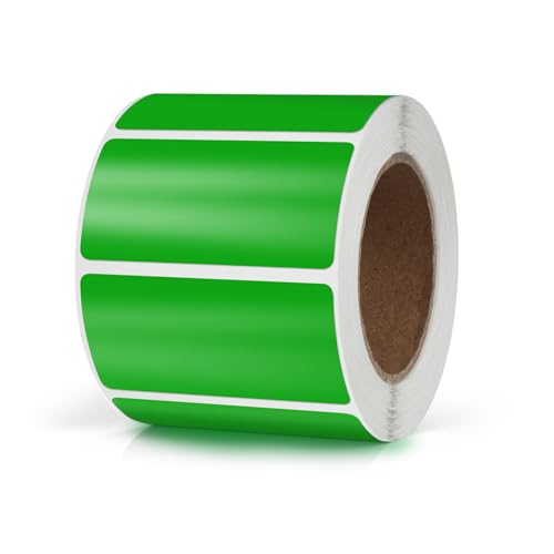 Green Rectangle Stickers 2 x 1 Inch Color Coding Labels Vinyl Roll Self-Adhesive Waterproof Removable 500 PCS - color: Green