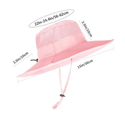 Sun Hats for Men Women Fishing Hat UPF 50+ Breathable Wide Brim Summer UV Protection Hat - color: 1pack-pink