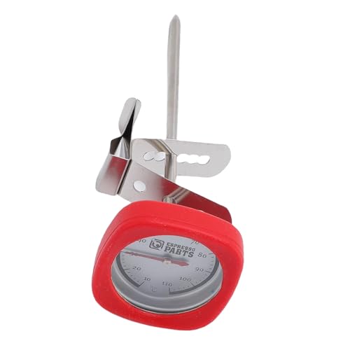 Instant Read Pocket Milk Frothing Thermometer with Clip, 304 Stainless Steel, Square Shape, Black, for Chocolate and Coffee Drinks (Red) - color: Red