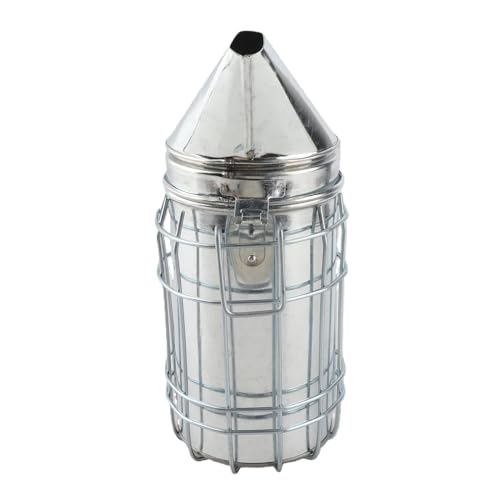 Goshyda Bee Smoker with Heat Protection Board Iron Beekeeping Equipment, Stainless Steel Produces Safe Cool Smoke to Help, Protective Heat Surrounds the Smoker to Help