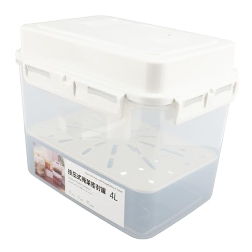 Jiawu Kimchi Container, 4L Press Plate Leakproof Airtight Fermentation Jar, Pickle Jar with Silicone Press Plate for Sauerkraut Vegetable Food Storage