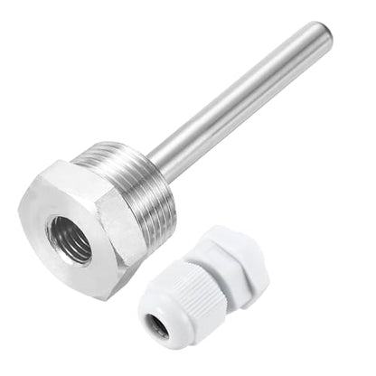 uxcell 8mm Dia G3/4 Thermowell Weldless Stainless Steel 304 with Cable Gland 100mm Length for Beer Fermenter, White - color: White, size: G3/4 x 100mm