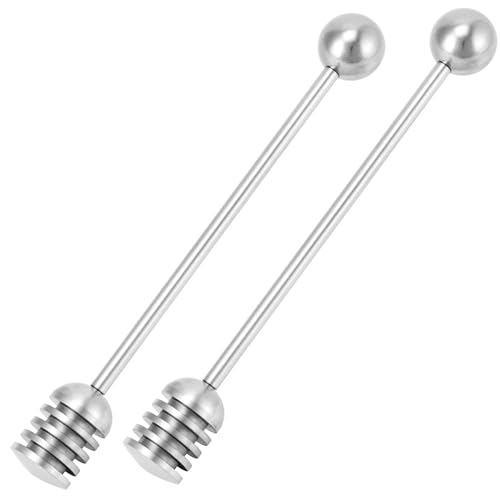 QWORK Stainless Steel Honey and Syrup Dippers, 6.3 Inches, Rust-Resistant, Convenient to Clean, Dishwasher-Safe, Ideal for Drizzling Honey, Syrup, Coffee, and More, 2 Pcs