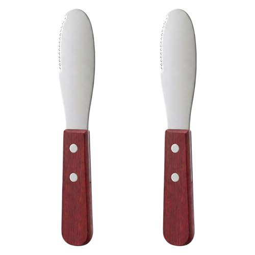 Butter Spreader Knife, 2 PCS Cheese Knives Stainless Steel Sandwich Knife Butter Knives Spreader Set with Wood Handle for Sandwich Cream Toast Appetizers Serving Party Supplies