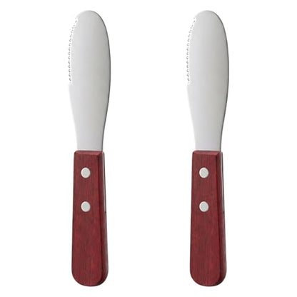 Butter Spreader Knife, 2 PCS Cheese Knives Stainless Steel Sandwich Knife Butter Knives Spreader Set with Wood Handle for Sandwich Cream Toast Appetizers Serving Party Supplies