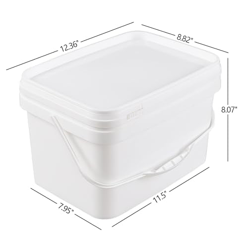 Saedy 3 Gallon Plastic Food Storage Bucket with Sealed Lid Set of 4 | BPA-free, Rectangular Buckets with Handles - size: 3 Gallon