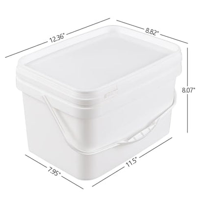 Saedy 3 Gallon Plastic Food Storage Bucket with Sealed Lid Set of 4 | BPA-free, Rectangular Buckets with Handles - size: 3 Gallon