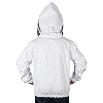 BP-101 Beekeeping Jackets with Fencing Veil Breathable Cotton Beekeeper Suit Outfit Total Protection for Professional and Beginner (XX-Large, White) - color: White, size: XX-Large